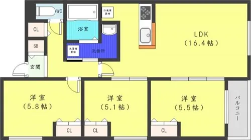 ZABO HILLS FUSHIMI【1階】の間取り
