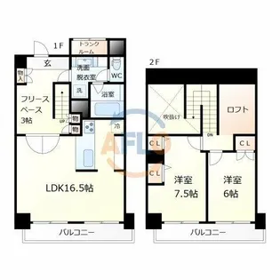 グランドシーズ住之江【4階】の間取り