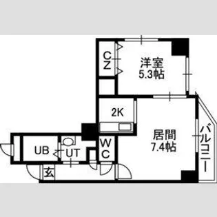 北海道札幌市中央区南十二条西12丁目【マンション】の間取り