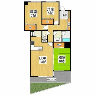 光明池アーバンライフB棟【4階】の間取り