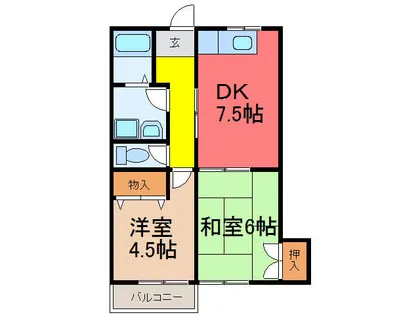ハートフル柏原【1階】の間取り