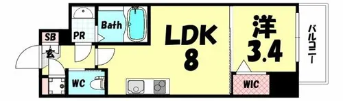 SERENITE三宮【13階】の間取り