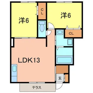 カーミー・呉竹 B棟【1階】の間取り