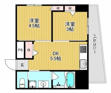 ディオコーポなんば【4階】の間取り