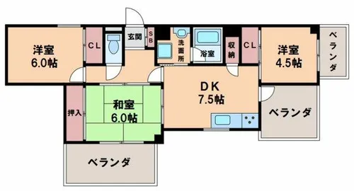 太平パシフィック桑津【5階】の間取り