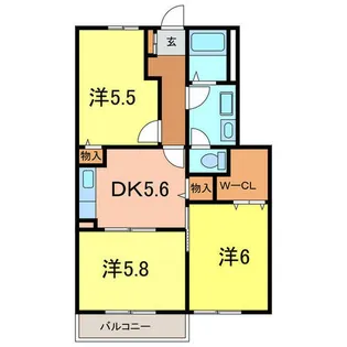 レジデンスマルヨA【103号室】の間取り
