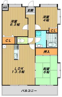 プラザハイツ二ツ屋【3階】の間取り