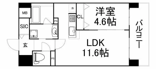 大阪府大阪市北区末広町【マンション】の間取り