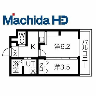 ジーイーシス【1FH号室】の間取り