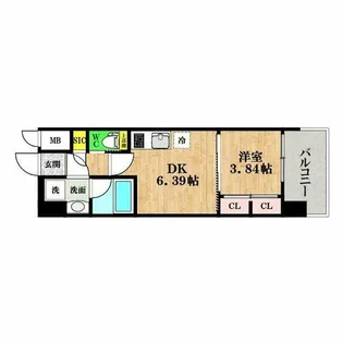 プレジオ松屋町【3階】の間取り