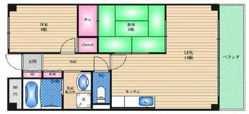 ビューテラス清水谷【4階】の間取り