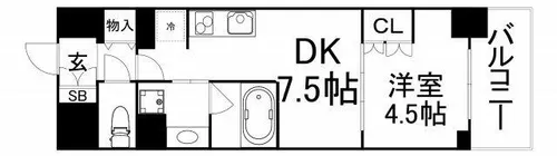 ザ・パークハビオ天満橋【7階】の間取り