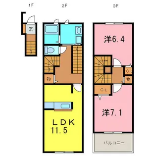 愛知県刈谷市恩田町1丁目【テラスハウス】の間取り