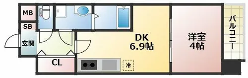 レオンコンフォート難波南【9階】の間取り