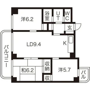 サンシャイン円山【4階】の間取り