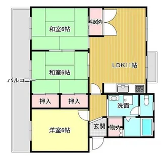 尾上グリーンハイツF棟405号【1号室】の間取り
