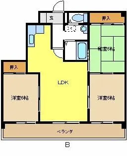 ハイネス津久紫【202号室】の間取り