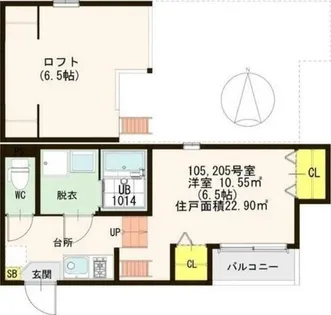 スクリーア箕輪【1階】の間取り