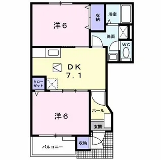 ジュネス矢田Ⅲ【1階】の間取り