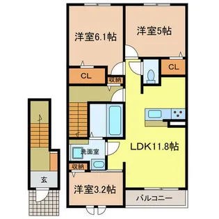 メロウ スイート【202号室】の間取り