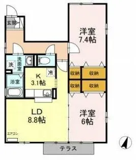 サンローヤル猪子石原【1階】の間取り