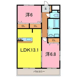 ベルデ東栄Ⅱ【1階】の間取り