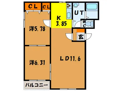 ピュアライフ中野通【202号室】の間取り