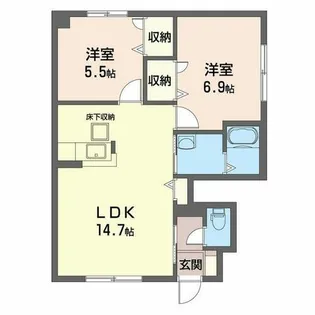 シャーメゾン末広【00103号室】の間取り