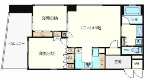 リーガル江戸堀ウエストパーク【12階】の間取り