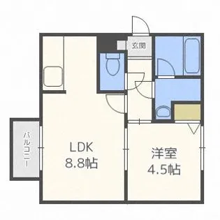 オルセー厚別中央II B棟【201号室】の間取り