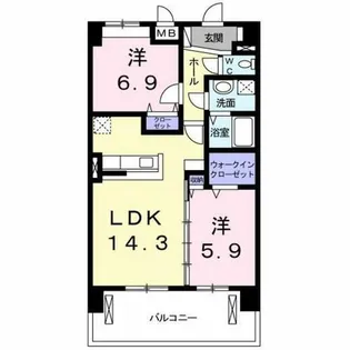 ディアコート中臣【2階】の間取り