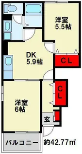 ソレアード中曽根 D棟【1階】の間取り