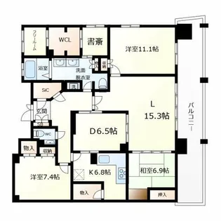 ロイヤルパークスなんば【14階】の間取り