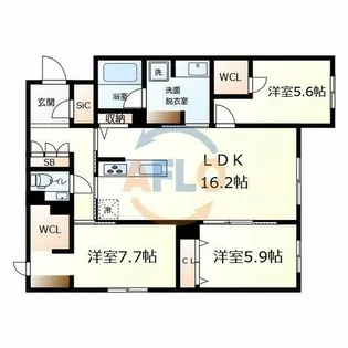 フレシア天王寺【3階】の間取り
