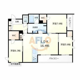 フレシア天王寺【3階】の間取り