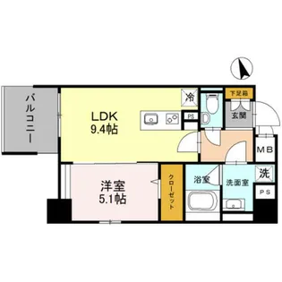 プレミアム菱屋西【4階】の間取り