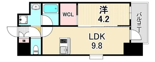 クリエイトビュー三宮磯上公園【9階】の間取り