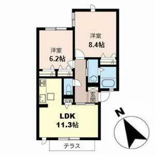 ヴィラ 万代東【0103号室】の間取り