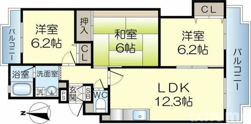 シャロームD【3階】の間取り
