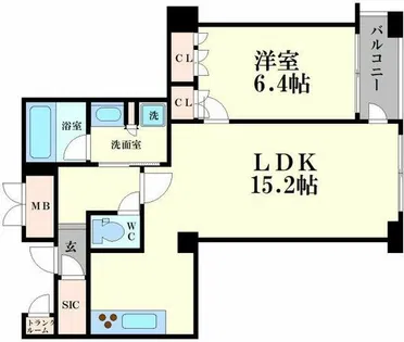 ディーグラフォート大阪N.YタワーHIGOBASHI【14階】の間取り