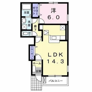 サンレミ葛原C【1階】の間取り
