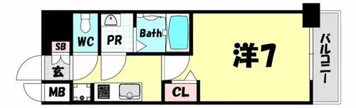 プレサンス三宮東フィール【9階】の間取り