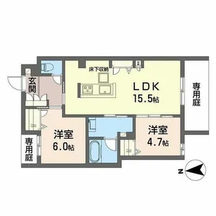 シャーメゾン フルリール【0103号室】の間取り