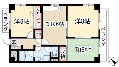 つつじヶ丘パークマンション【3階】の間取り