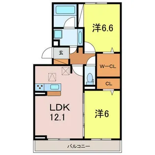 シャンテ フルール【302号室】の間取り