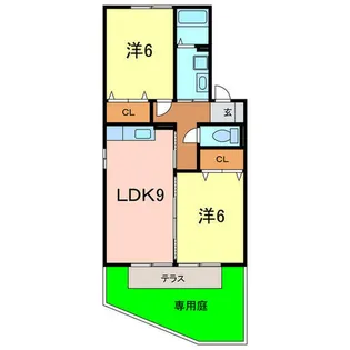 クレールマルシェ【102号室】の間取り