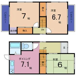 大阪府堺市西区草部【一戸建】の間取り