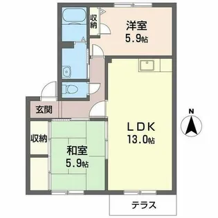 サニーソシアB【B101号室】の間取り