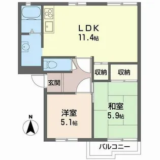 レジデンス友沢【0202号室】の間取り