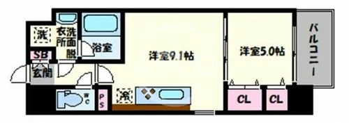 グランパシフィック今里Luxe【2階】の間取り